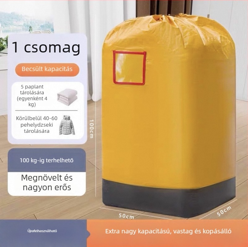 PE-bevonatú műanyag szőtt táska, nagy kapacitású, átlátszó zsebekkel, vízálló, önzáró záródású, költöztetésre és csomagküldésre