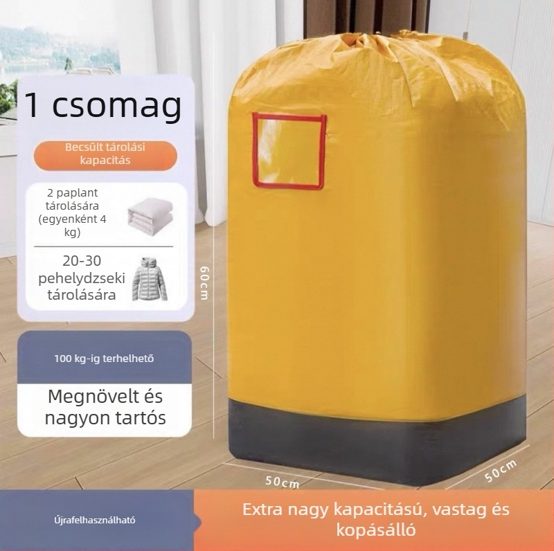 PE-bevonatú műanyag szőtt táska, nagy kapacitású, átlátszó zsebekkel, vízálló, önzáró záródású, költöztetésre és csomagküldésre