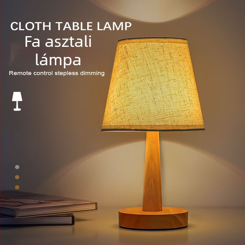 Természetes fa asztali lámpa hálószobához, LED éjszakai fény távirányítóval, újratölthető, kreatív dizájn a baba etetéséhez
