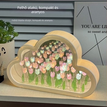 Kézzel készített tulipános éjjeli fény - asztali dekoráció, hangulatos világítás