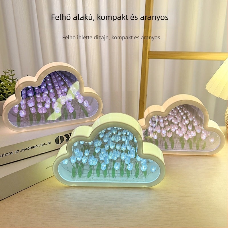 Kézzel készített tulipános éjjeli fény - asztali dekoráció, hangulatos világítás