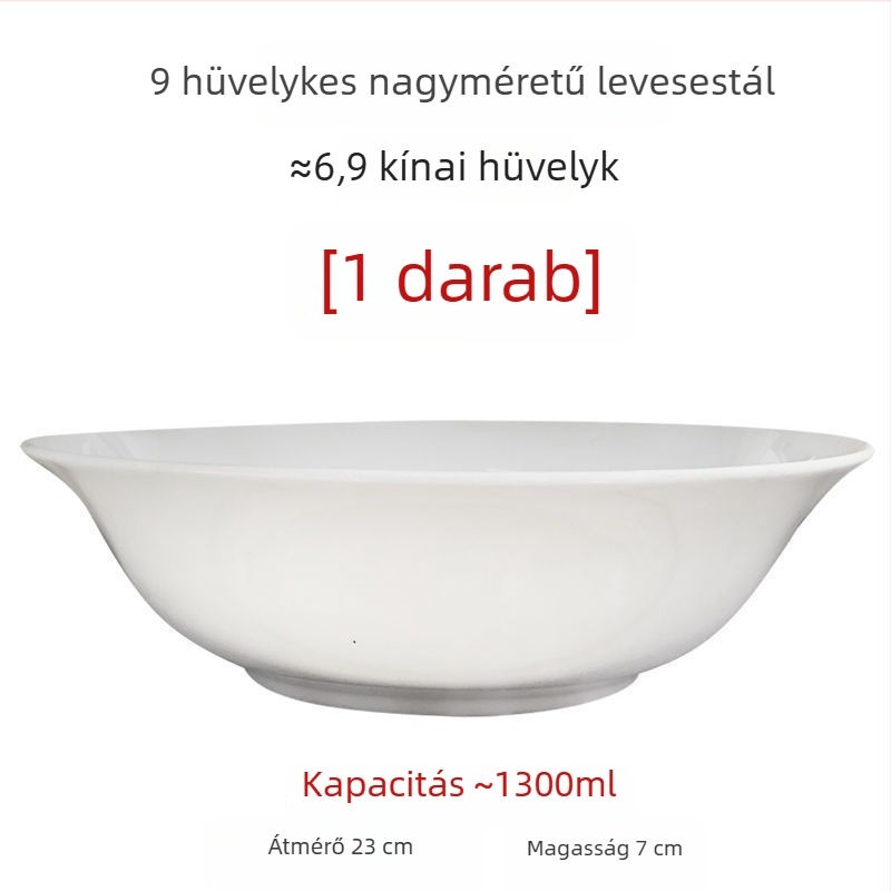 Nagy fehér csontporcelán leveses és salátás tálak, 5/7/9 hüvelyk, ólommentes, otthoni használatra