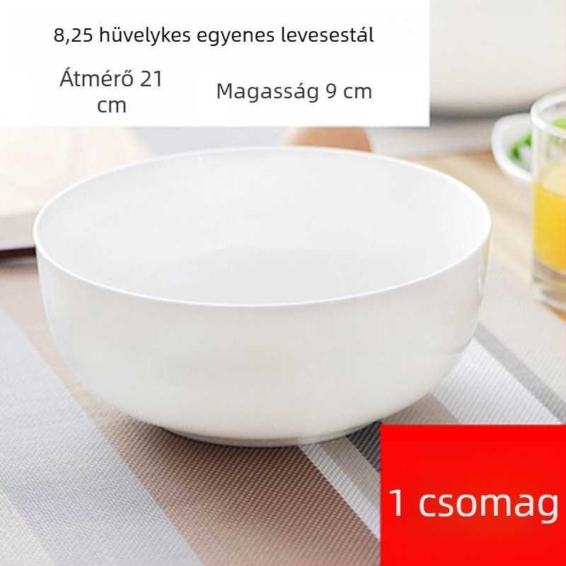 Nagy fehér csontporcelán leveses és salátás tálak, 5/7/9 hüvelyk, ólommentes, otthoni használatra