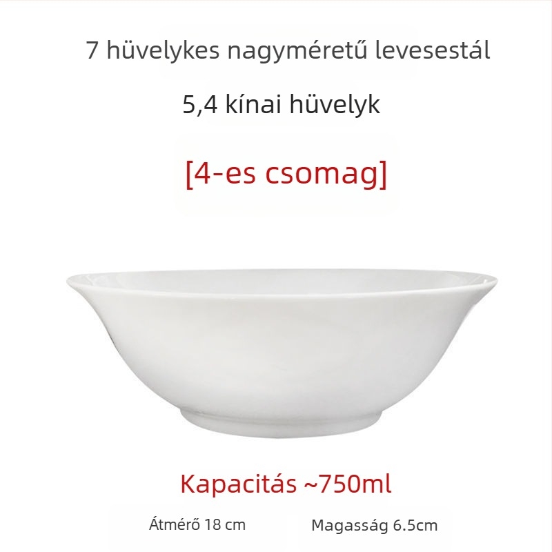Nagy fehér csontporcelán leveses és salátás tálak, 5/7/9 hüvelyk, ólommentes, otthoni használatra