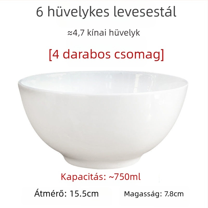 Nagy fehér csontporcelán leveses és salátás tálak, 5/7/9 hüvelyk, ólommentes, otthoni használatra