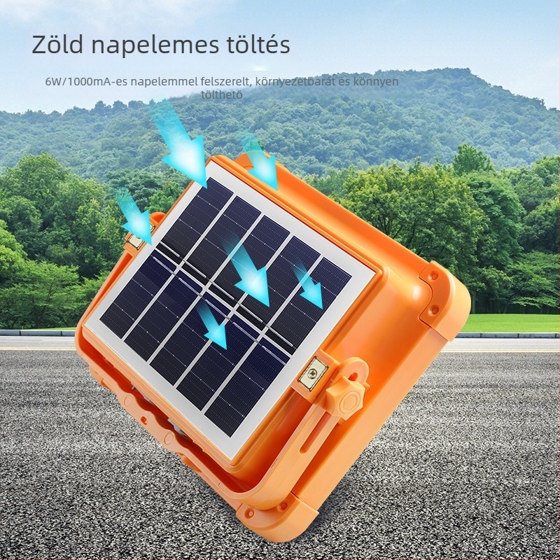 Napelemes LED figyelmeztető reflektor, hordozható kültéri kemping és munkavilágítás, éjszakai piacokra, modell GZ-D08, Xinster