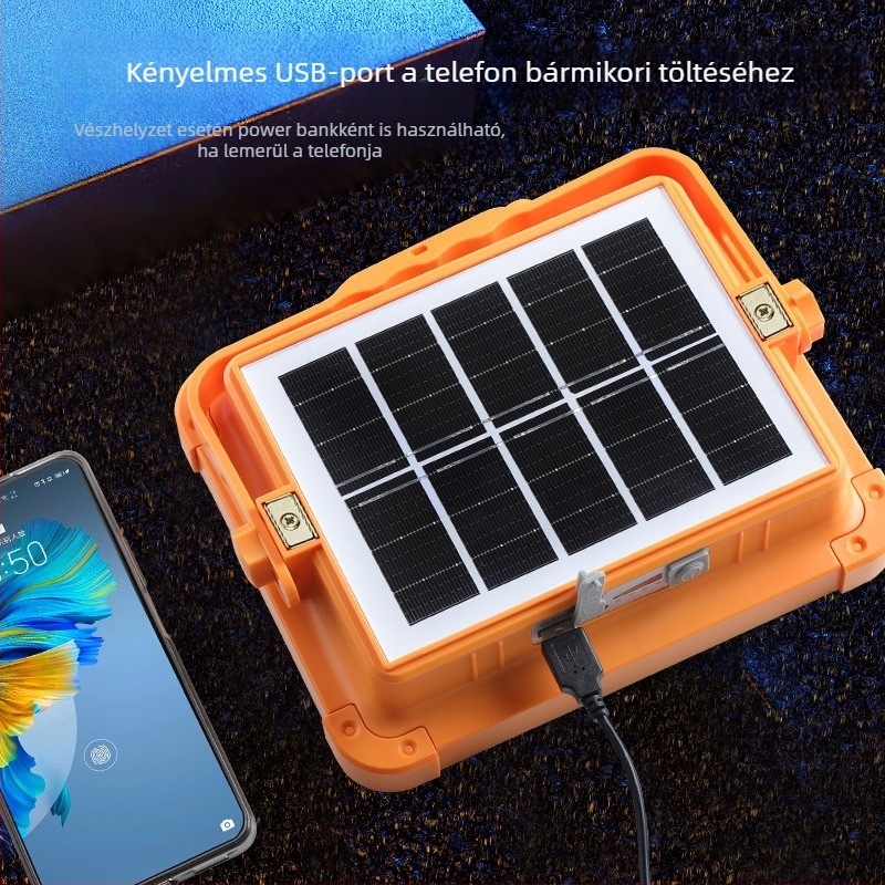 Napelemes LED figyelmeztető reflektor, hordozható kültéri kemping és munkavilágítás, éjszakai piacokra, modell GZ-D08, Xinster