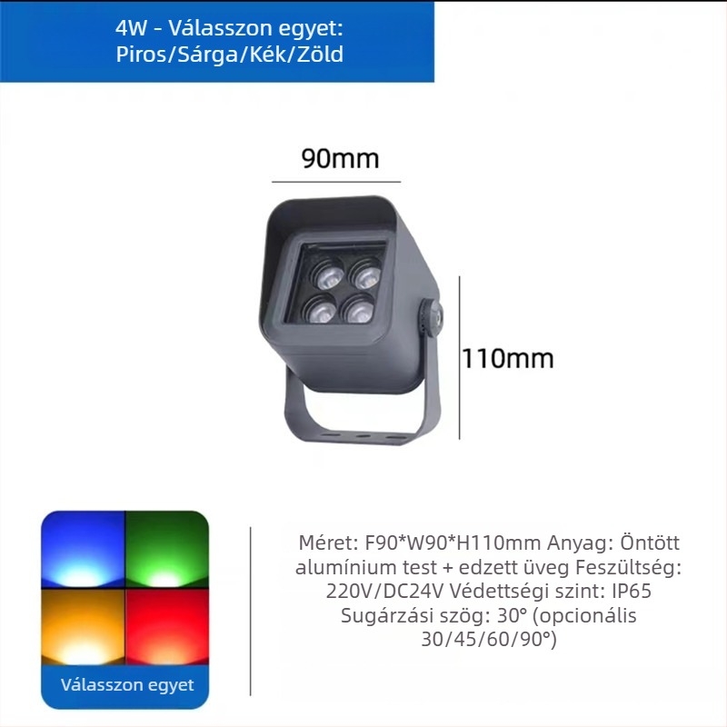 LED négyszögletes floodlight kültéri, IP65 vízálló, kert, fal és tájvilágítás