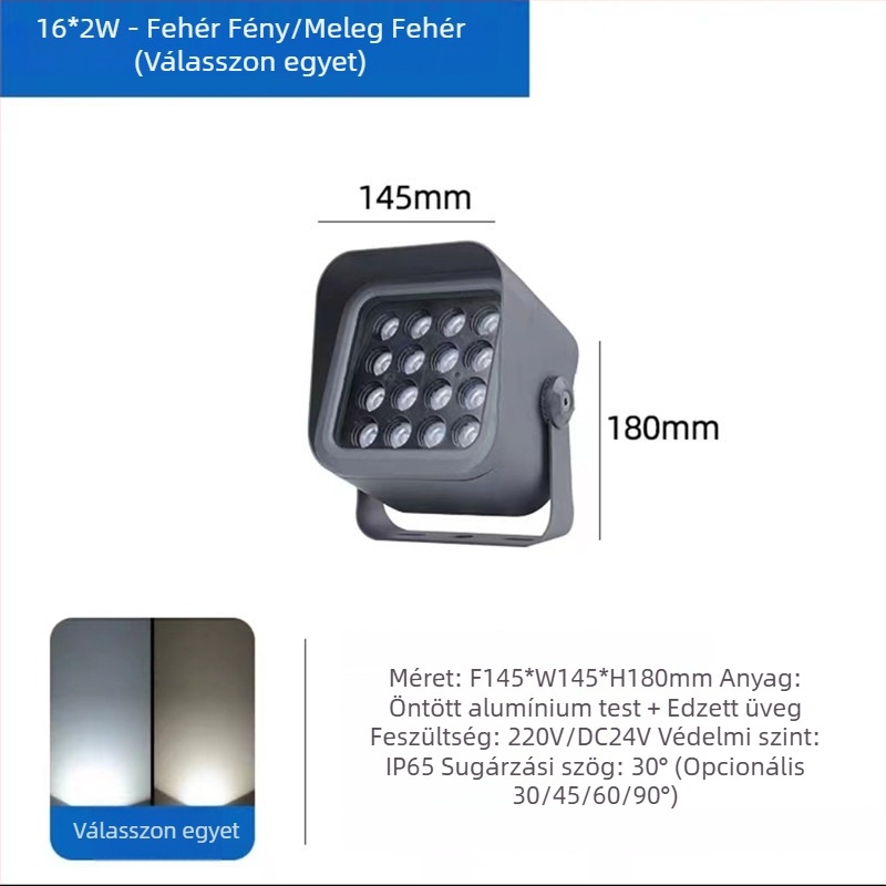 LED négyszögletes floodlight kültéri, IP65 vízálló, kert, fal és tájvilágítás