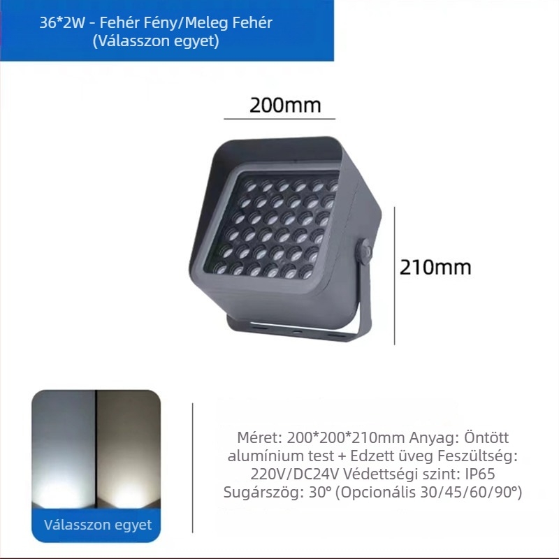 LED négyszögletes floodlight kültéri, IP65 vízálló, kert, fal és tájvilágítás