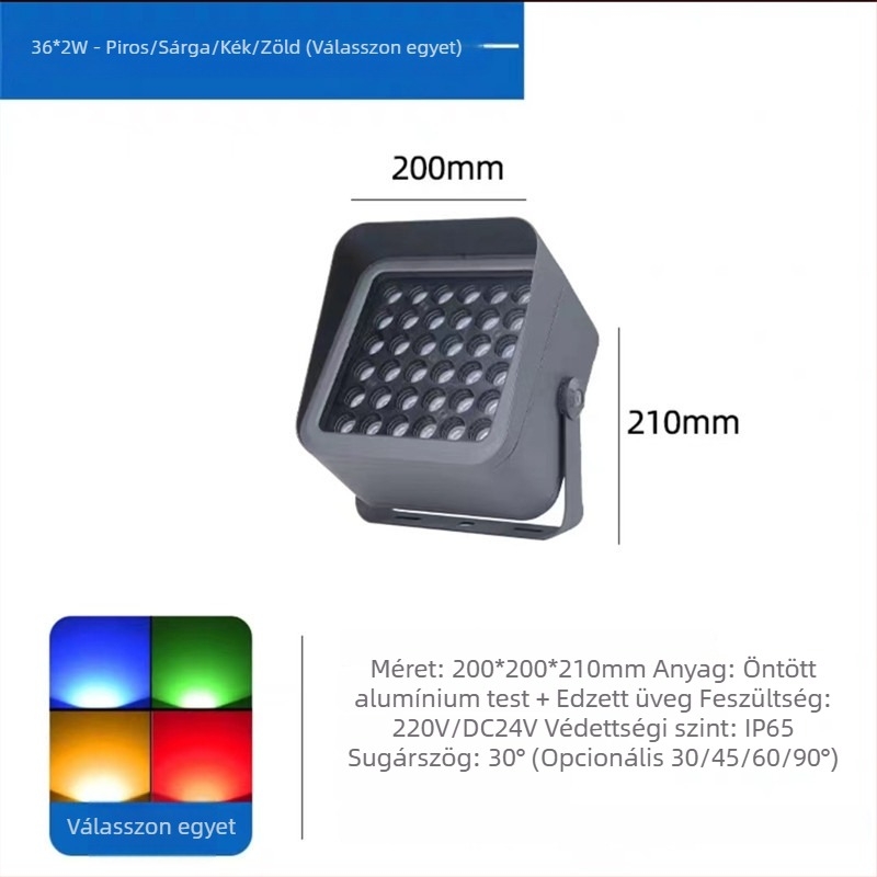 LED négyszögletes floodlight kültéri, IP65 vízálló, kert, fal és tájvilágítás