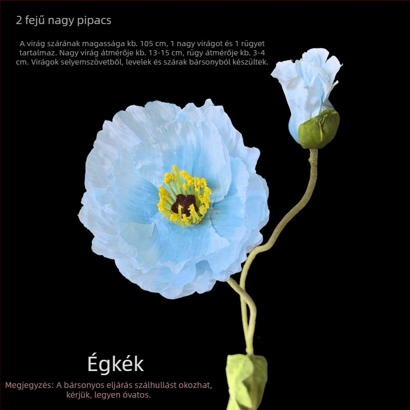 Kétfejű, óriás műpipacs esküvői dekorációhoz; álló virág, fotózás és otthoni díszítés