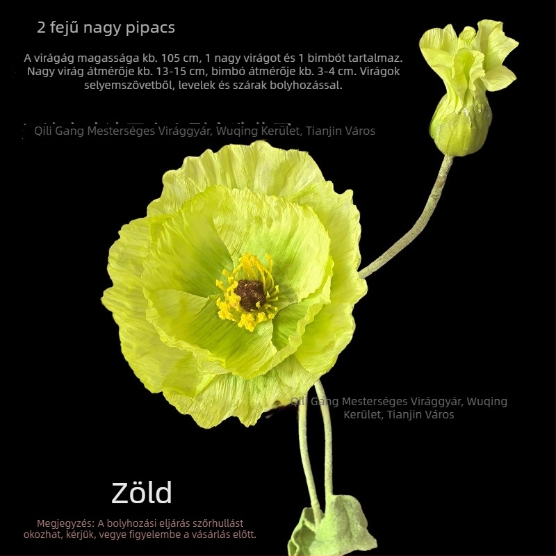 Kétfejű, óriás műpipacs esküvői dekorációhoz; álló virág, fotózás és otthoni díszítés