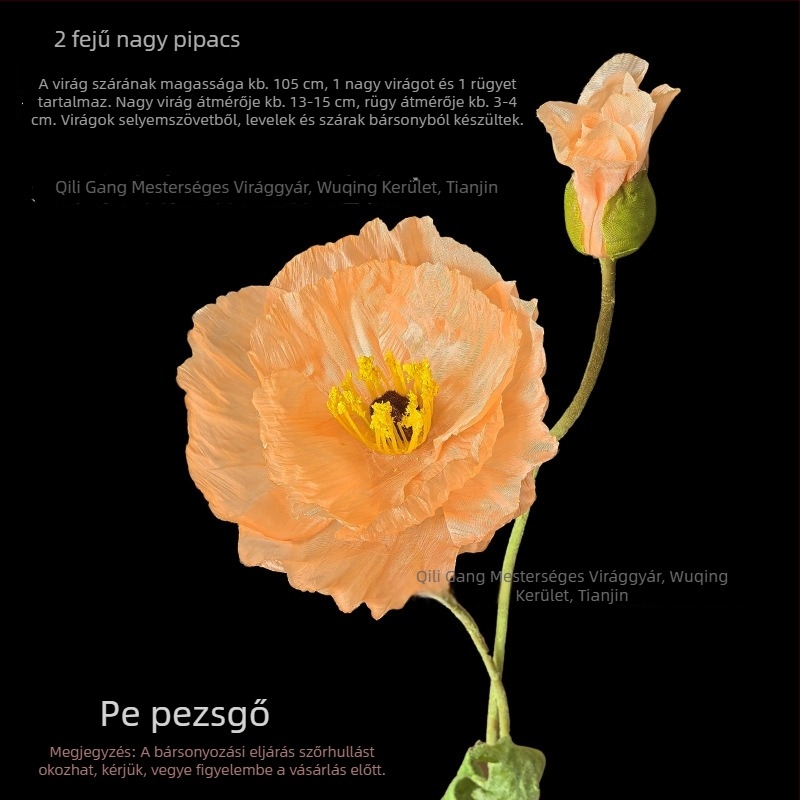 Kétfejű, óriás műpipacs esküvői dekorációhoz; álló virág, fotózás és otthoni díszítés