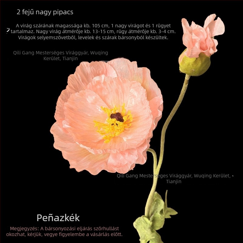 Kétfejű, óriás műpipacs esküvői dekorációhoz; álló virág, fotózás és otthoni díszítés
