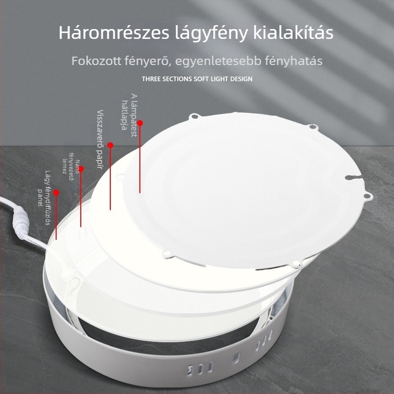LED ultra vékony felületre szerelt panel LED beépített downlighttal, fúrás nélkül, háromszínű világítás a folyosóhoz és az előszobához