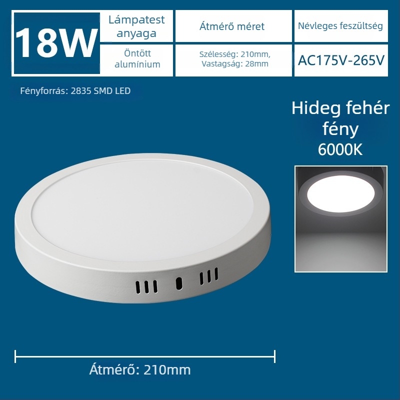 LED ultra vékony felületre szerelt panel LED beépített downlighttal, fúrás nélkül, háromszínű világítás a folyosóhoz és az előszobához