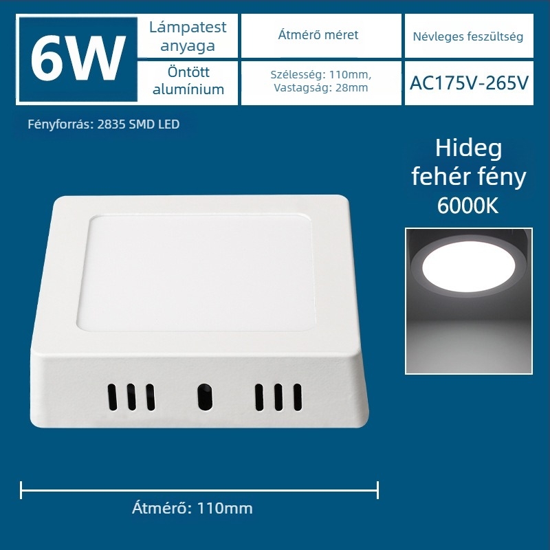 LED ultra vékony felületre szerelt panel LED beépített downlighttal, fúrás nélkül, háromszínű világítás a folyosóhoz és az előszobához