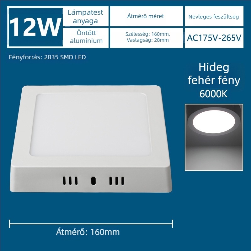 LED ultra vékony felületre szerelt panel LED beépített downlighttal, fúrás nélkül, háromszínű világítás a folyosóhoz és az előszobához