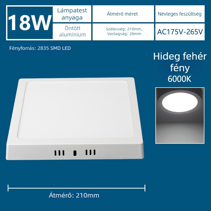 LED ultra vékony felületre szerelt panel LED beépített downlighttal, fúrás nélkül, háromszínű világítás a folyosóhoz és az előszobához