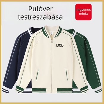 Őszi–téli retro preppy stílusú osztályos baseball dzseki egyedi hímzett logóval