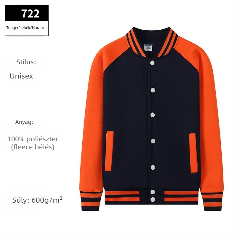 Őszi–téli retro preppy stílusú osztályos baseball dzseki egyedi hímzett logóval