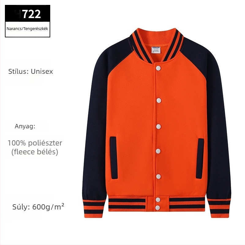 Őszi–téli retro preppy stílusú osztályos baseball dzseki egyedi hímzett logóval