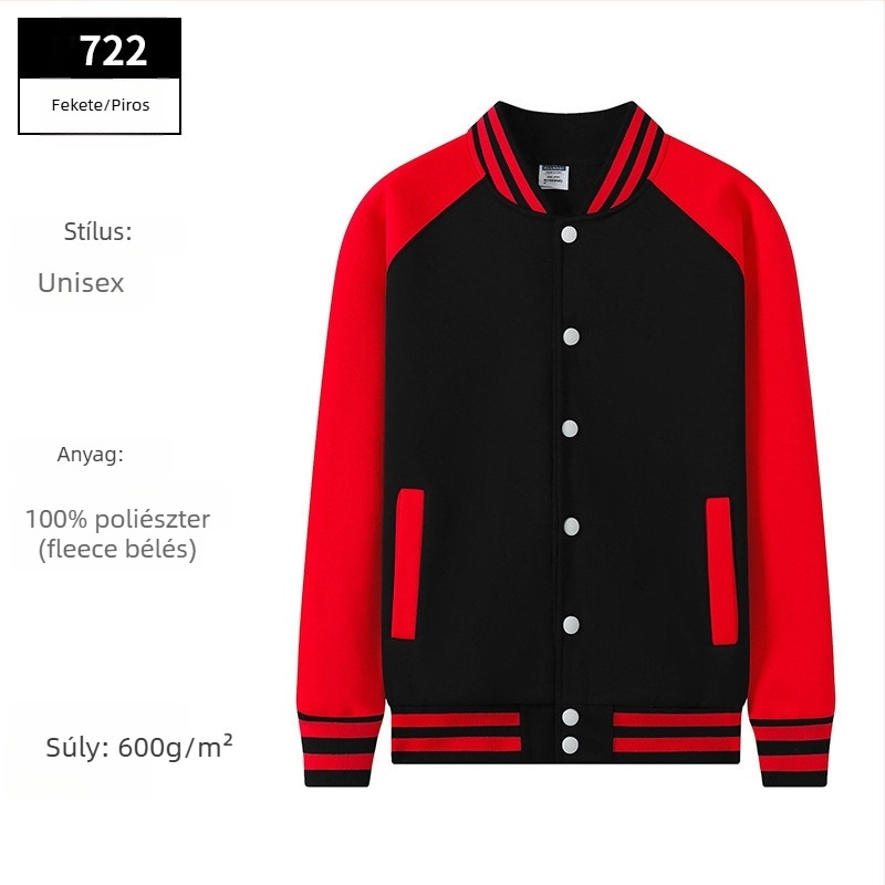 Őszi–téli retro preppy stílusú osztályos baseball dzseki egyedi hímzett logóval
