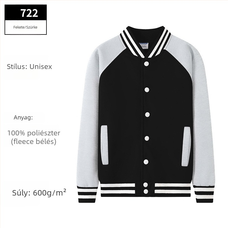 Őszi–téli retro preppy stílusú osztályos baseball dzseki egyedi hímzett logóval