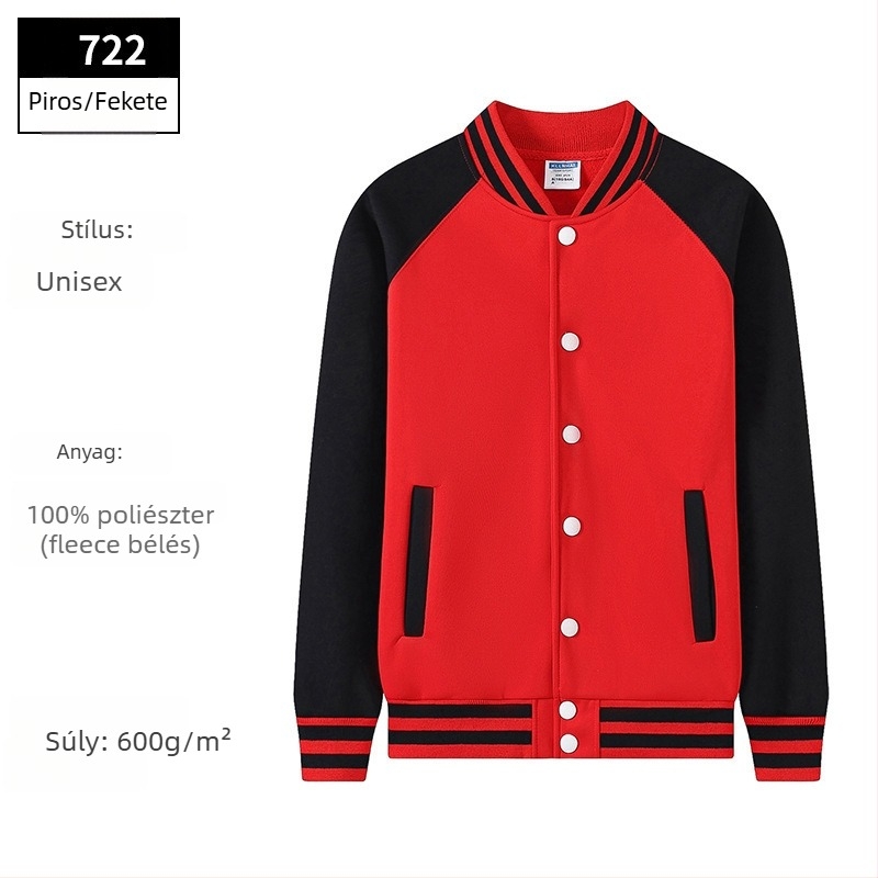 Őszi–téli retro preppy stílusú osztályos baseball dzseki egyedi hímzett logóval