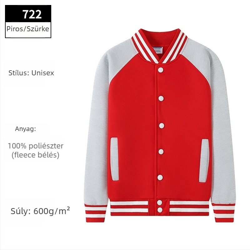 Őszi–téli retro preppy stílusú osztályos baseball dzseki egyedi hímzett logóval