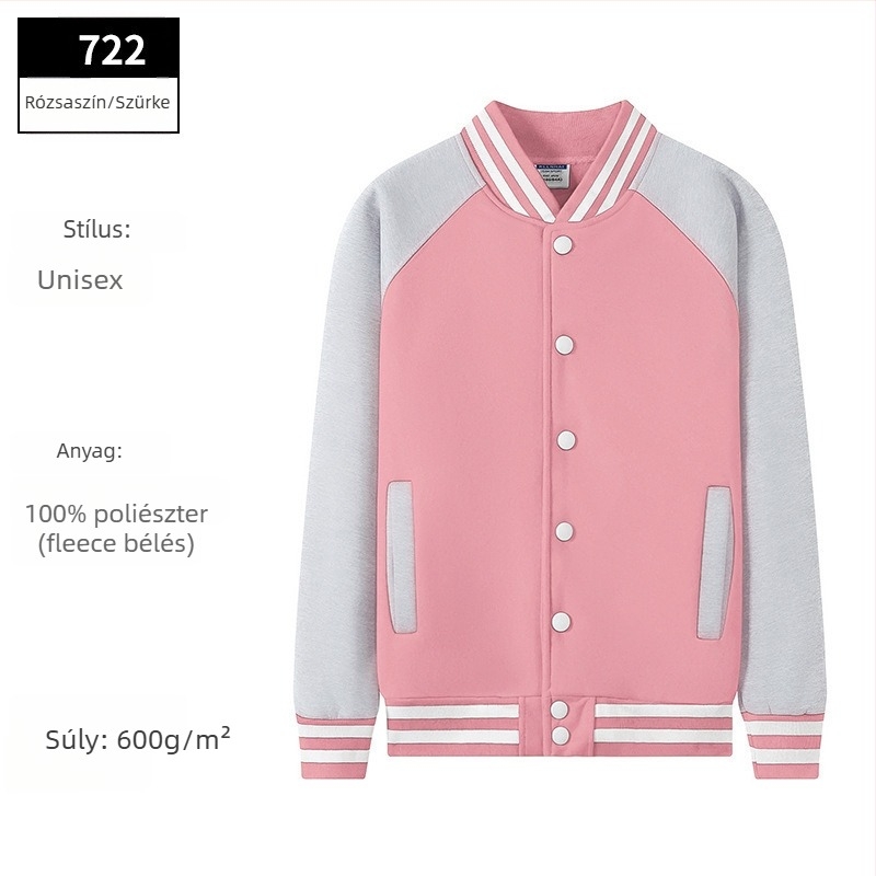 Őszi–téli retro preppy stílusú osztályos baseball dzseki egyedi hímzett logóval