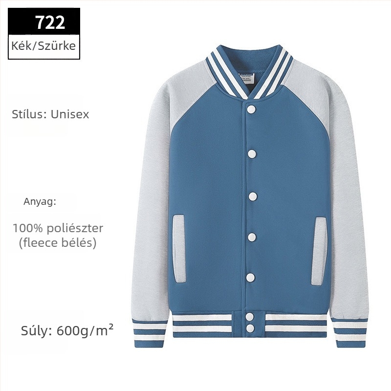 Őszi–téli retro preppy stílusú osztályos baseball dzseki egyedi hímzett logóval