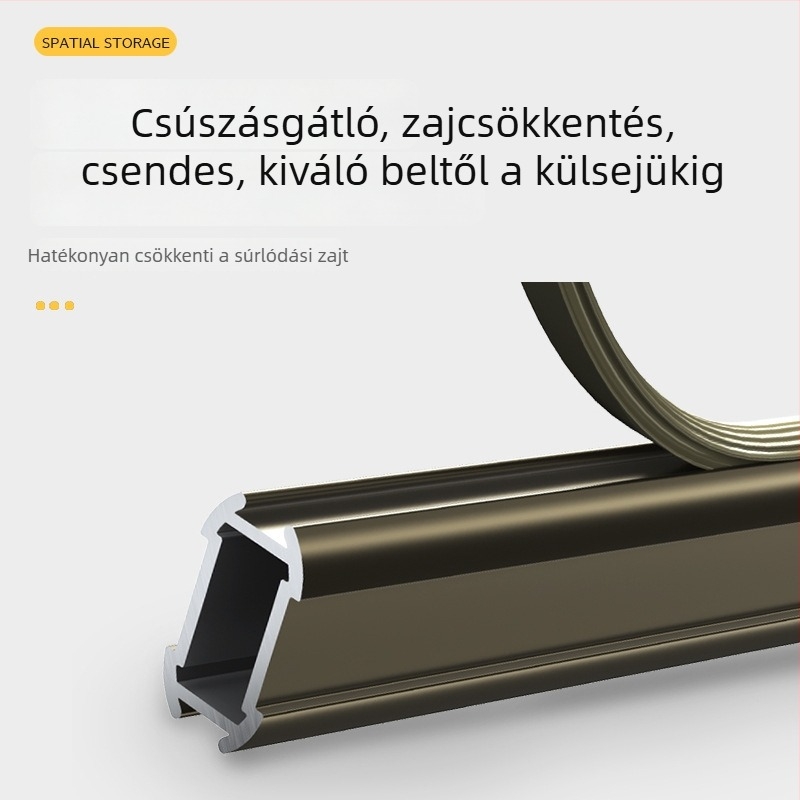 Csúszásmentes, felülről szerelhető ruhaszárító rúd, alumíniumötvözetből, megerősített szekrényhez, belső rögzítőalkatrész