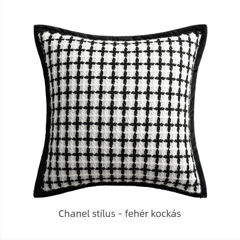 Francia krém stílusú párnahuzat kanapéra, fekete-fehér, modern lux, oversized hátpárnahuzat