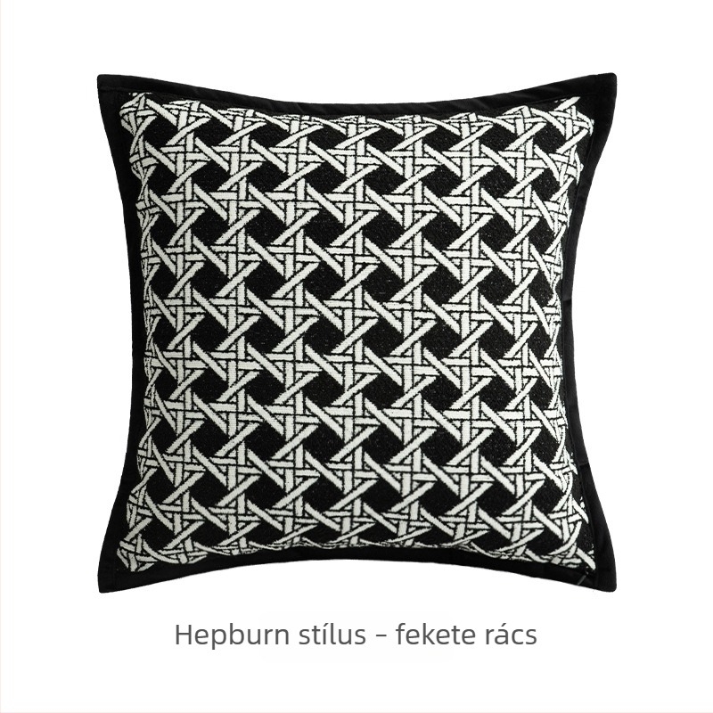 Francia krém stílusú párnahuzat kanapéra, fekete-fehér, modern lux, oversized hátpárnahuzat