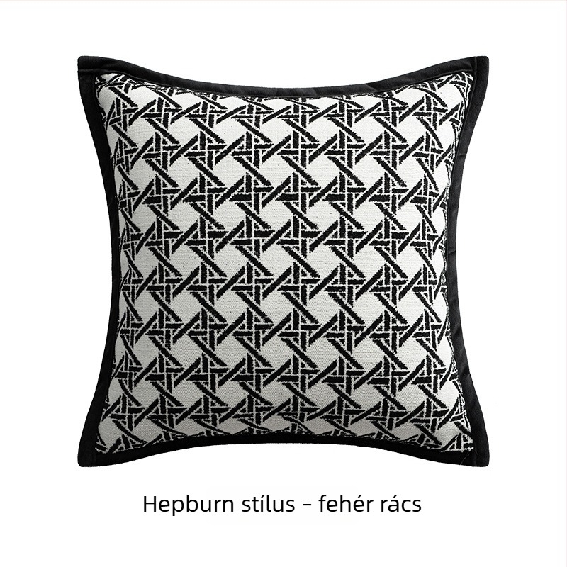 Francia krém stílusú párnahuzat kanapéra, fekete-fehér, modern lux, oversized hátpárnahuzat
