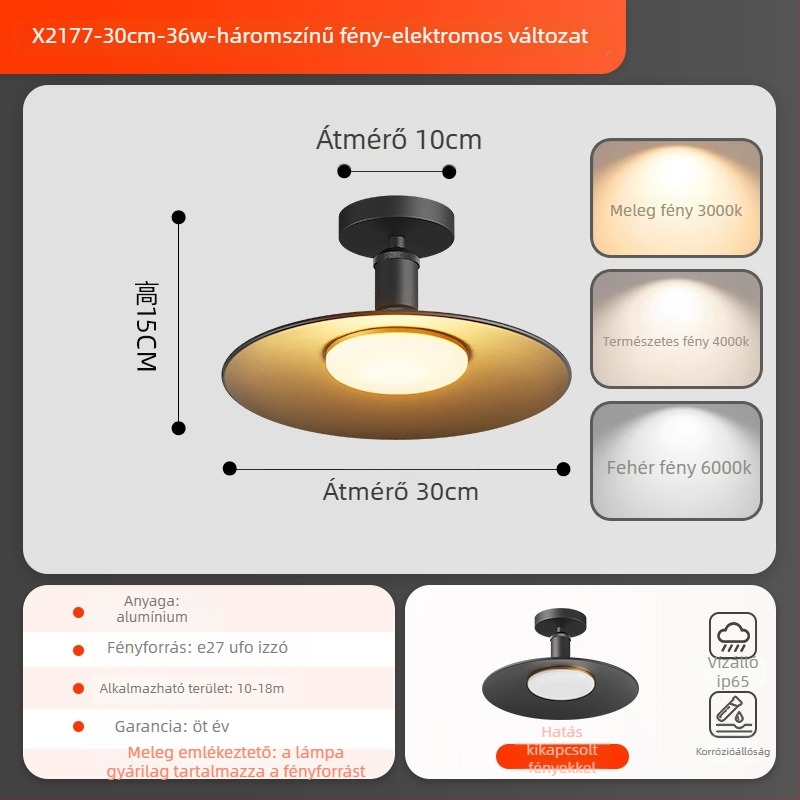 Modern minimalist kerek mennyezeti lámpa, retro pavilon stílusú design, meleg fény, a bejárathoz, nappaliba és erkélyre.