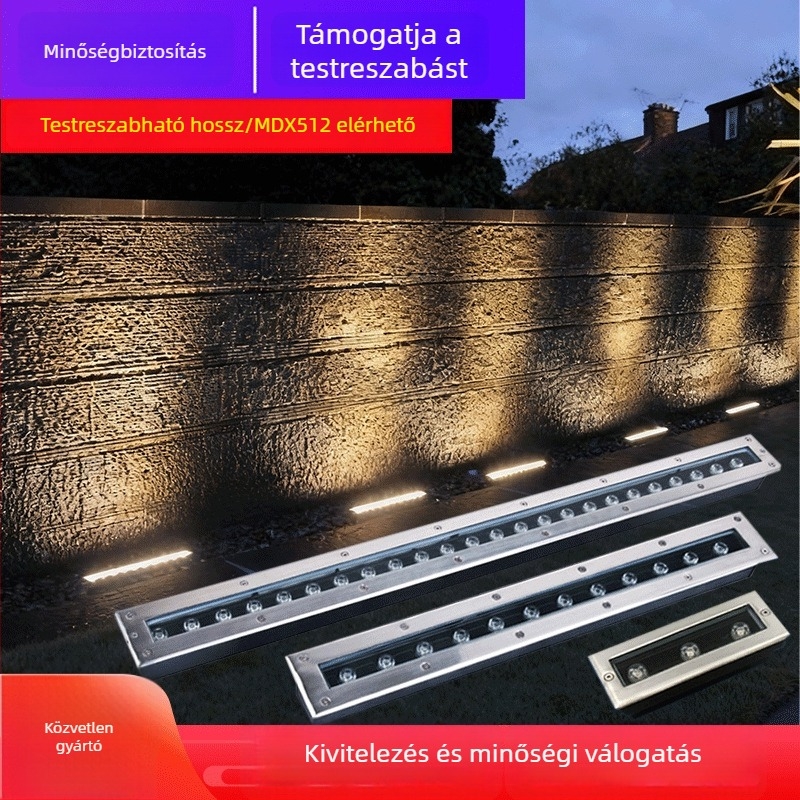 LED kültéri vízálló földalatti világítás – kerek és téglalap alakú, rozsdamentes acélból, csíkos földalatti világítás parkokhoz és udvarokhoz