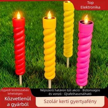 Spirálisan alakú napelemes LED gyertyák a gyepre