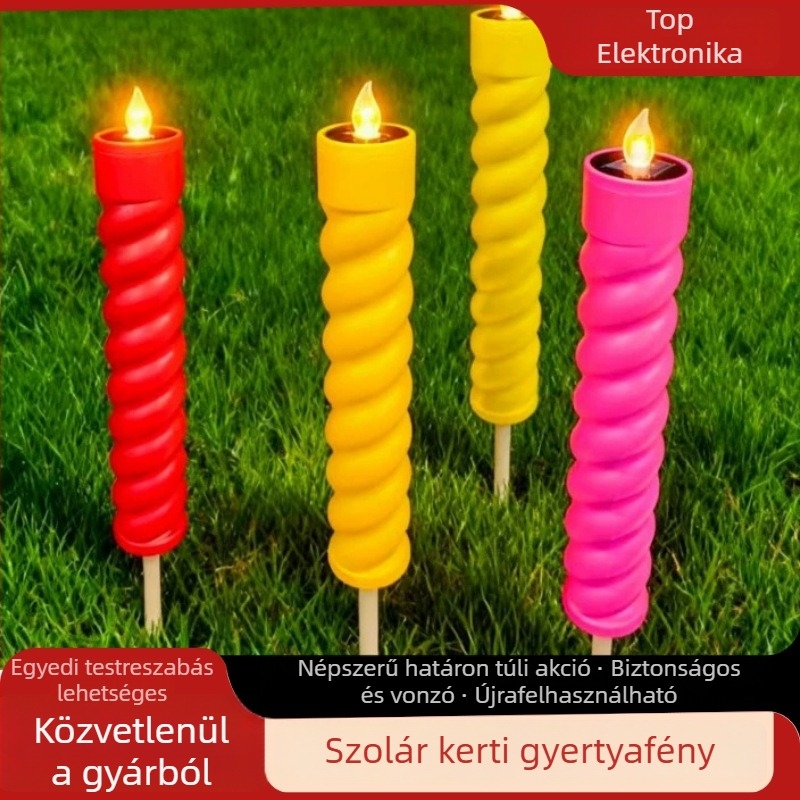Spirálisan alakú napelemes LED gyertyák a gyepre