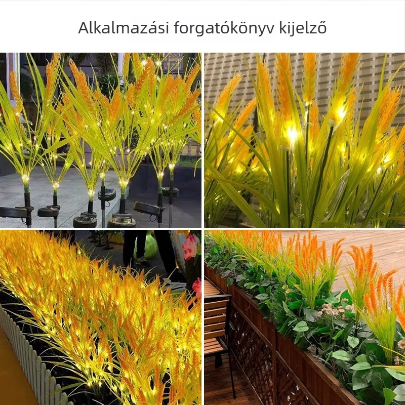 Napelemes LED kerti világítás rizs- és búzamag mintával, beltéri és kültéri dekorációhoz