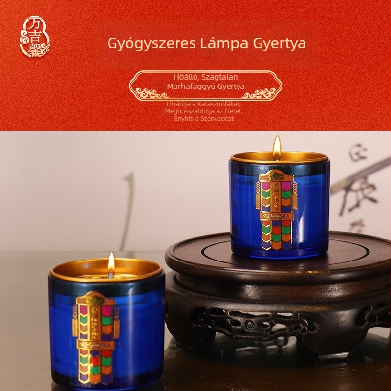 Füstmentes, kerek növényi viasz gyertya buddhista felajánláshoz, otthoni használatra