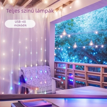 USB-vel működő rézdrót LED-sor, kettőszínű fények, beltéri és kültéri használatra, kemping dekorációhoz, udvar és folyosó.