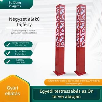 LED tájvilágítási oszlop, 2–3 m magas, négyszögletes kivitel, kerthez, udvarhoz, parkokhoz és járdákhoz