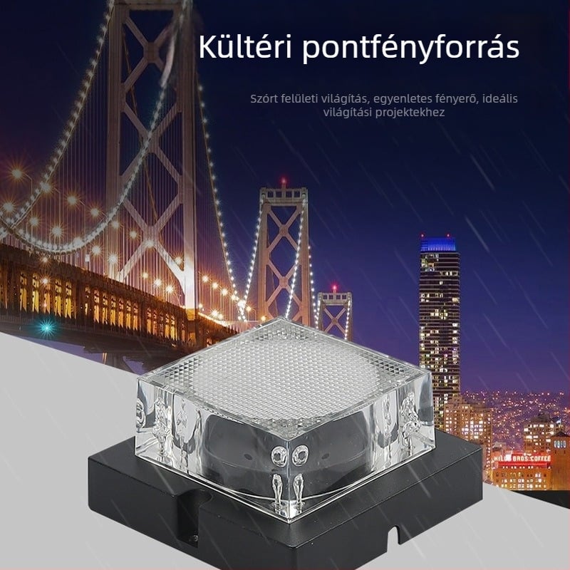 LED pont fényforrás 90x90, öntött alumínium ház PC burkolattal, kültéri tájépítészi világítás hidak és épületek külső falaihoz