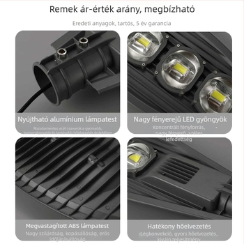 LED utcai lámpa alumínium házban, kültéri vízálló, hálózati áramellátás, ACL-SL1 mérnöki modell, nagy teljesítmény, nagy fényerő