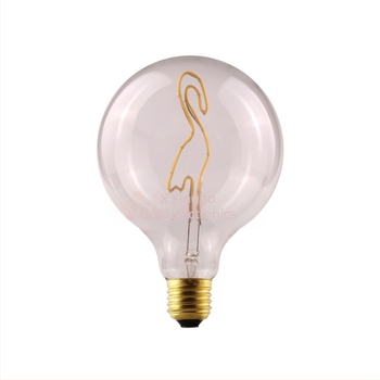G125 gömblámpa, flamingó alakú lámpa puha filamenttel, 3W retro E27 foglalat, Edison által tanúsított