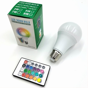 LED színes fényű lámpa távirányítóval, RGB környezeti világítás, E27 foglalat, 270°-os sugárzási szög, 960 lm