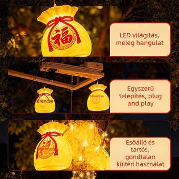 Újévi 3D LED szerencsetáska lámpák kültéri fák díszítéséhez